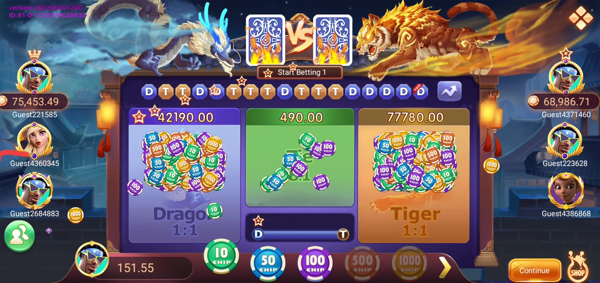 Rummy Apple Dragon Vs Tiger